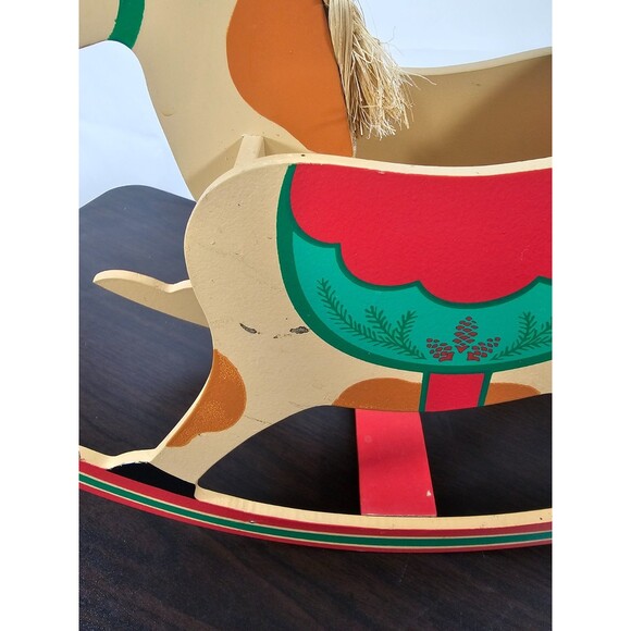 Hallmark Vintage Wooden Rocking Horse Christmas Centerpiece Card Holder 13" - Picture 6 of 13